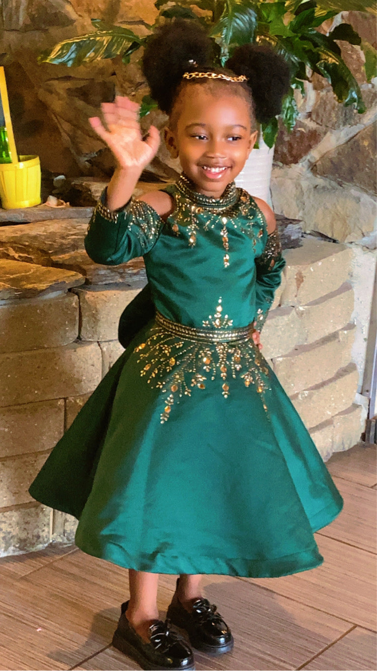 Girls Green Party Dress with Purse